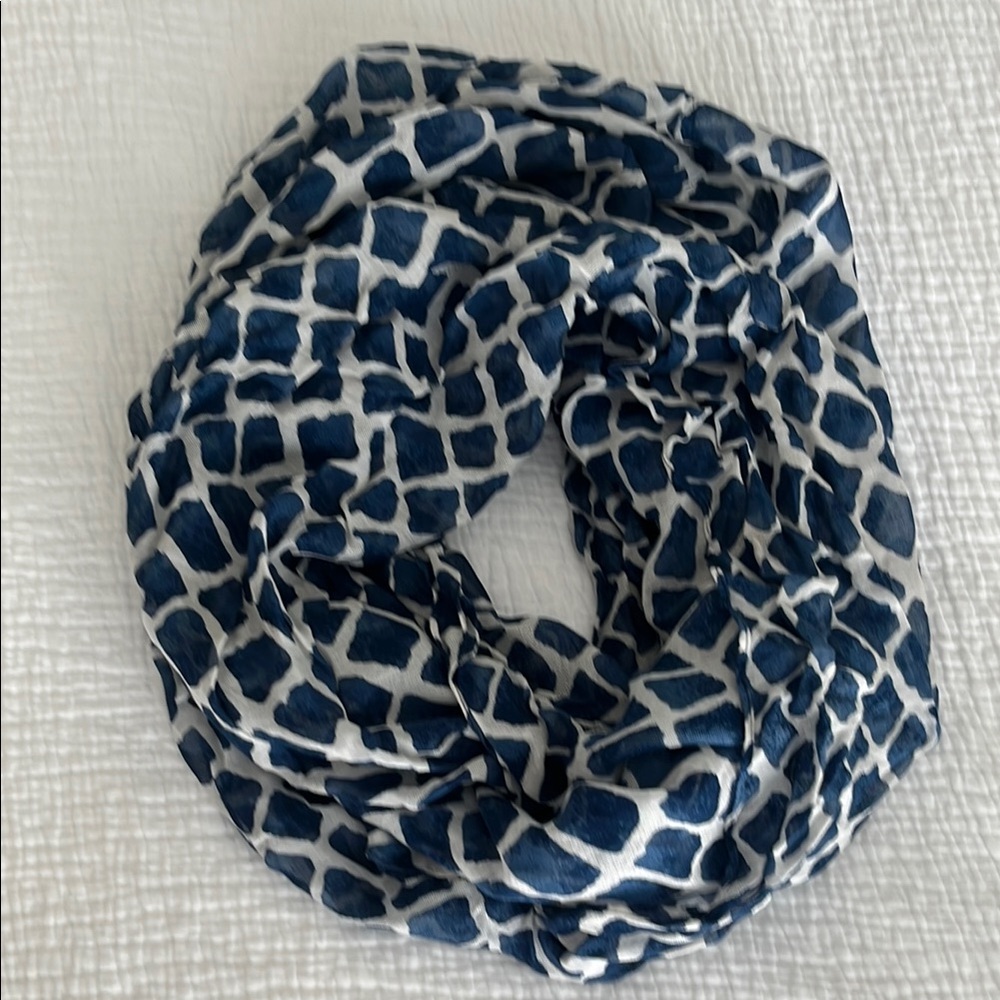 Coach Navy and White Modal Infinity Scarf